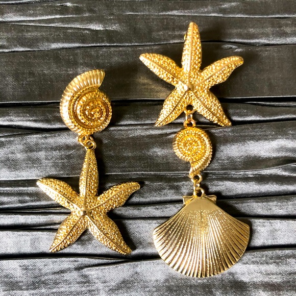 The Blonde Collective Jewelry - Vintage Style Starfish and Shell Earrings